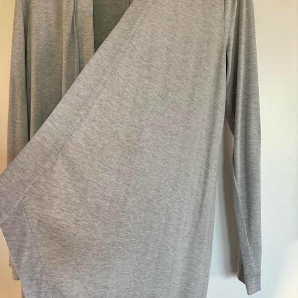 Ann Taylor Cascade Open Cardigan M gray grey violet lilac wool blend longline - Picture 7 of 8